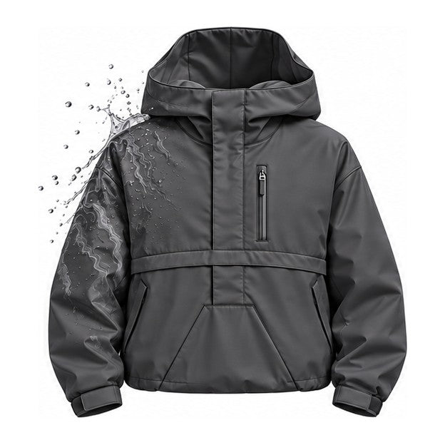 Storm Anorak — Silver Coon Winter, Winter Charcoal — print revealed by water