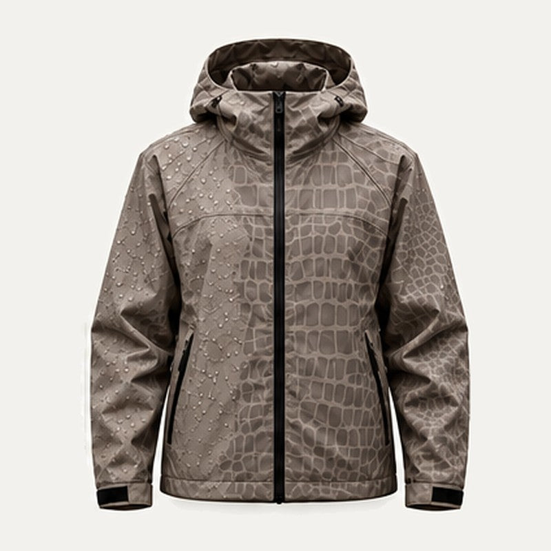 Storm Shell — Crocodile, Sand Beige — wet, print revealed