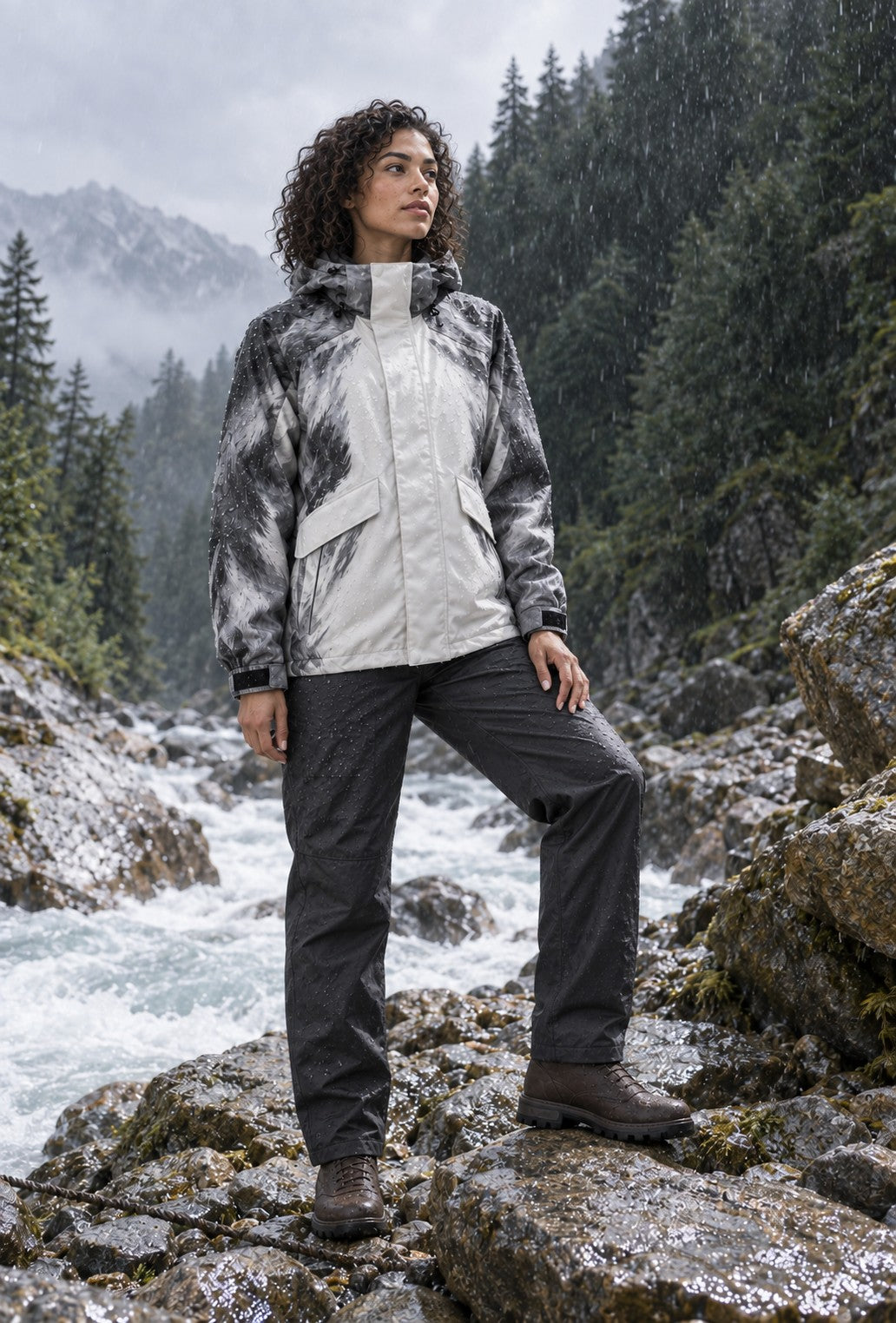 Storm Shell — Husky, Snow Silver — worn outdoors
