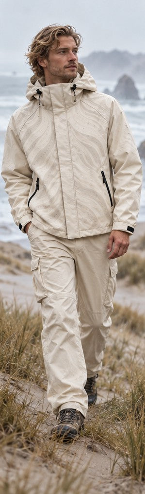 Storm Shell — Lion, Ivory Cream — worn outdoors