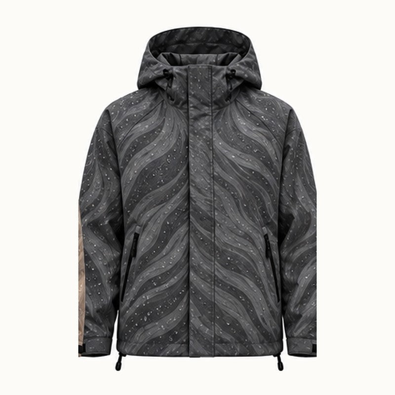 Storm Shell — Lion, Charcoal — wet, print revealed