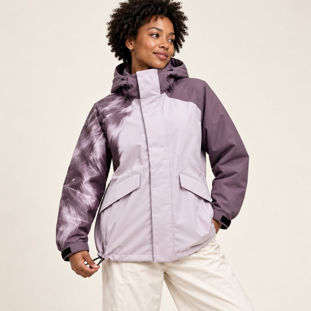 Storm Shell — Husky, Dusk Mauve — worn outdoors