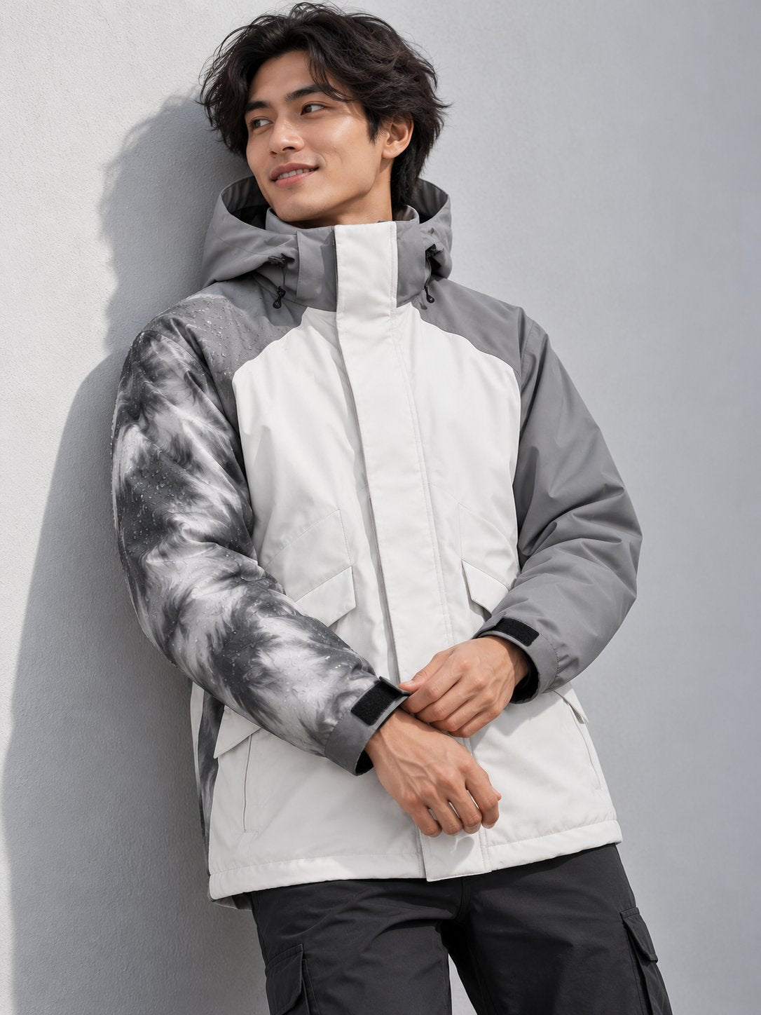 Storm Shell — Husky, Snow Silver — worn outdoors