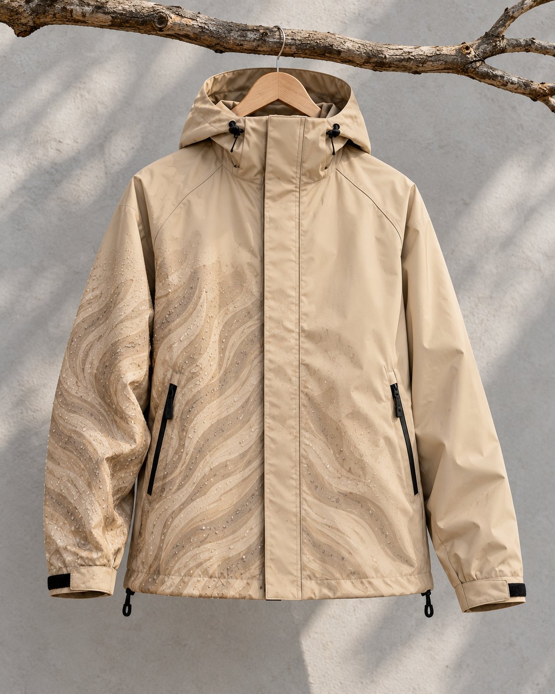 Storm Shell — Lion, Sandstone — worn outdoors