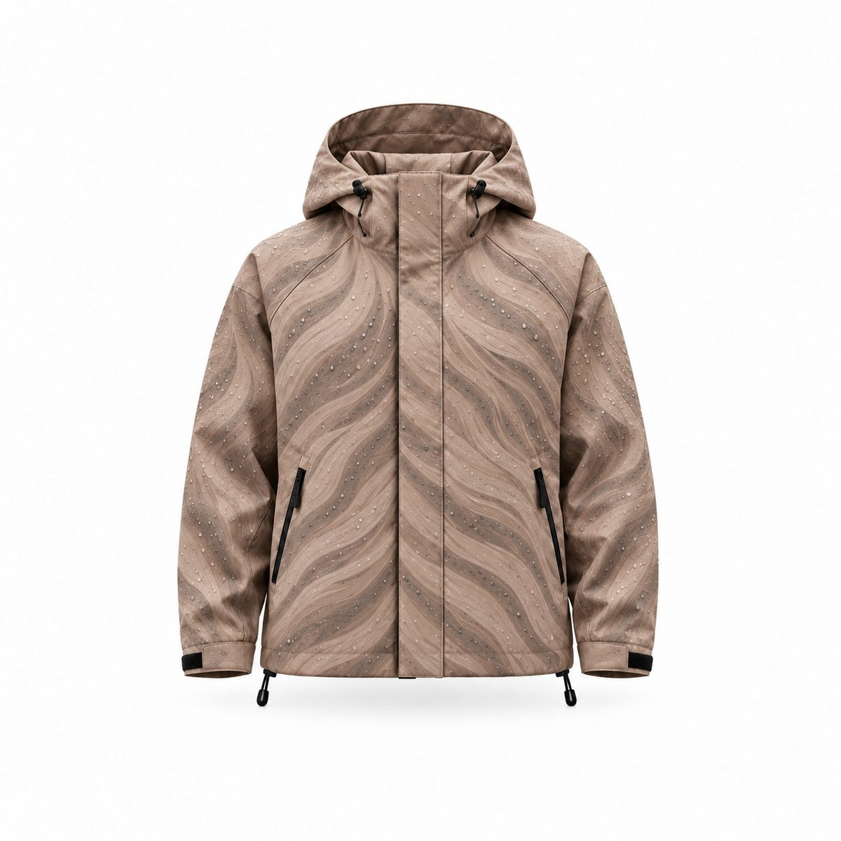 Storm Shell — Lion, Soft Taupe — wet, print revealed
