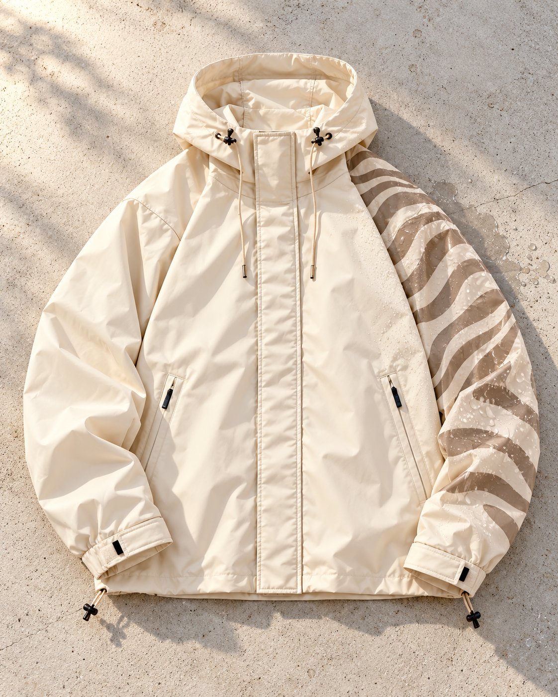 Storm Shell — Zebra, Ivory — worn outdoors