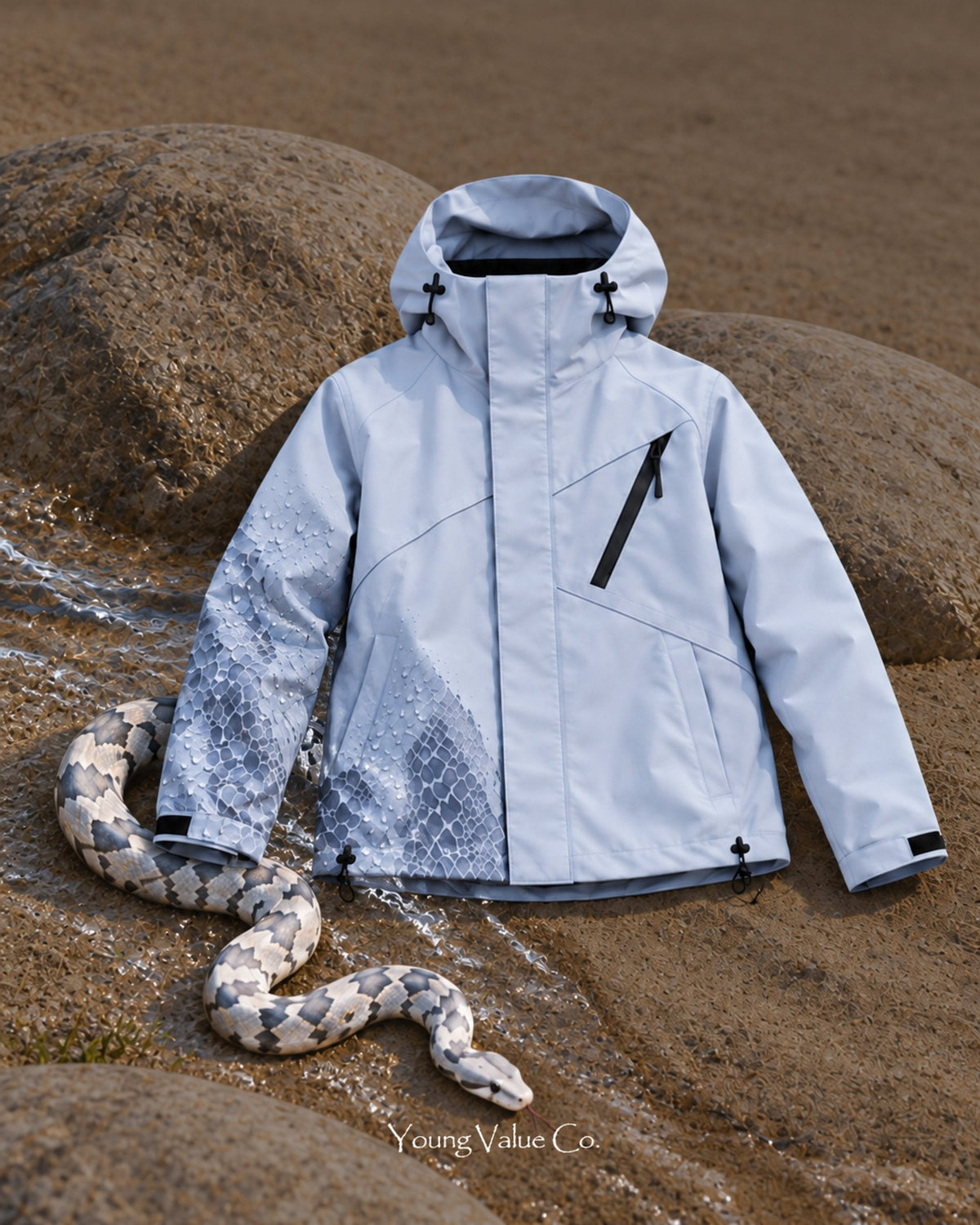 Storm Shell Python 2 — Powder Blue — in water, with the python (post 92)