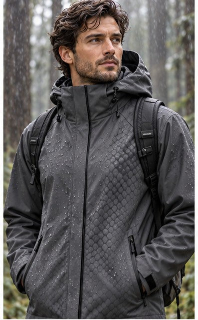 Storm Shell — Python, Charcoal — worn outdoors