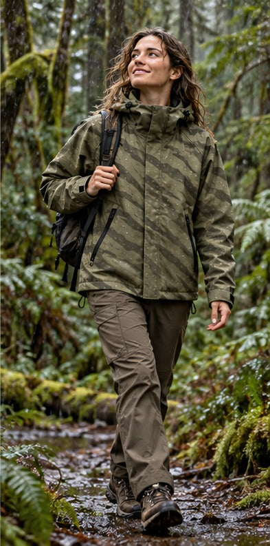 Storm Shell — Tiger, Olive — worn outdoors