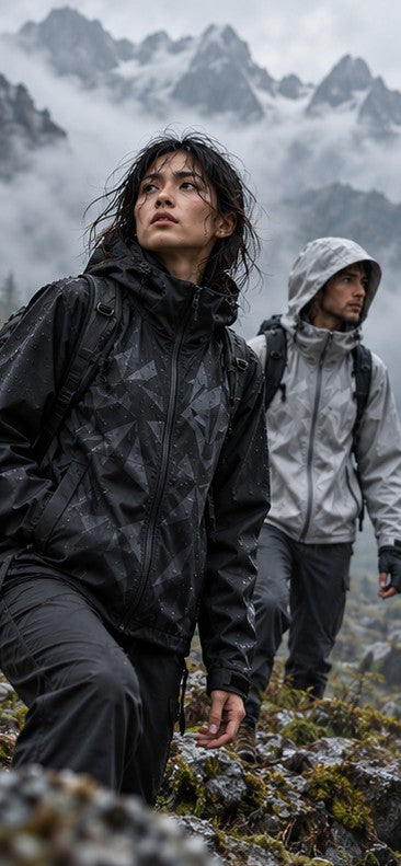 Storm Shell — Wolf, Charcoal Black — worn outdoors