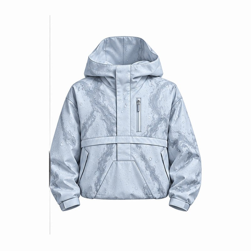 Storm Anorak — Silver Coon Winter, Ice Blue — wet, print revealed