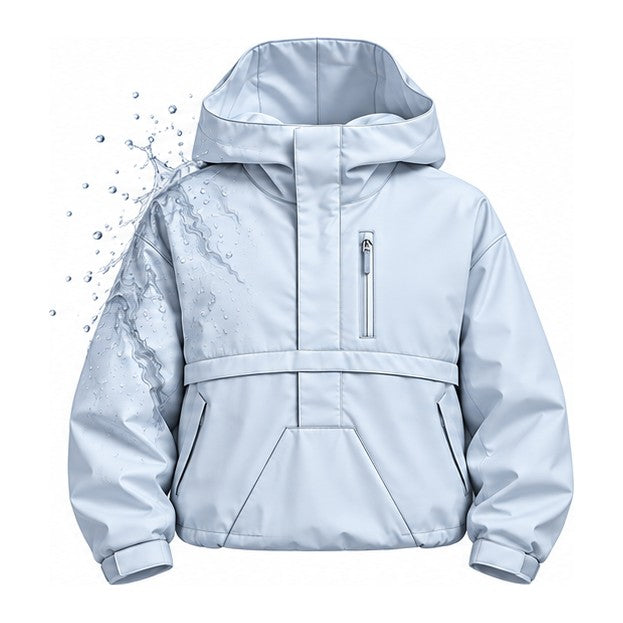 Storm Anorak — Silver Coon Winter, Ice Blue — print revealed by water