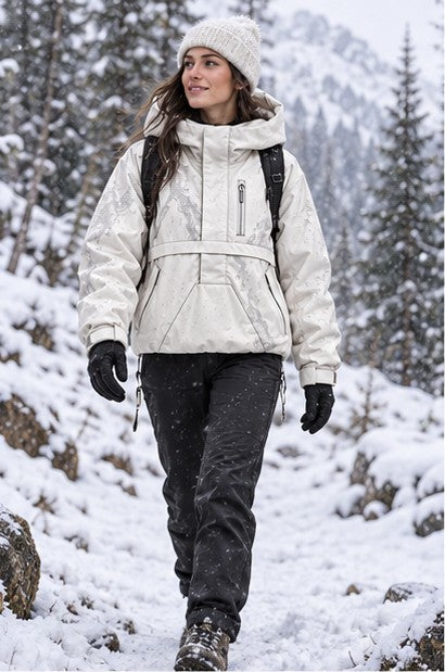 Storm Anorak — Silver Coon Winter, Frost Ivory — worn outdoors