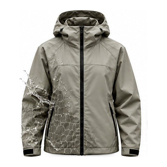 Storm Shell — Crocodile, Sage Gray — print revealed by water