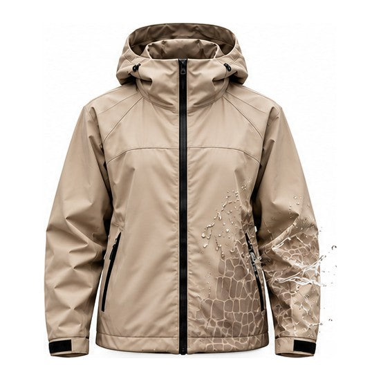Storm Shell — Crocodile, Sand Beige — print revealed by water