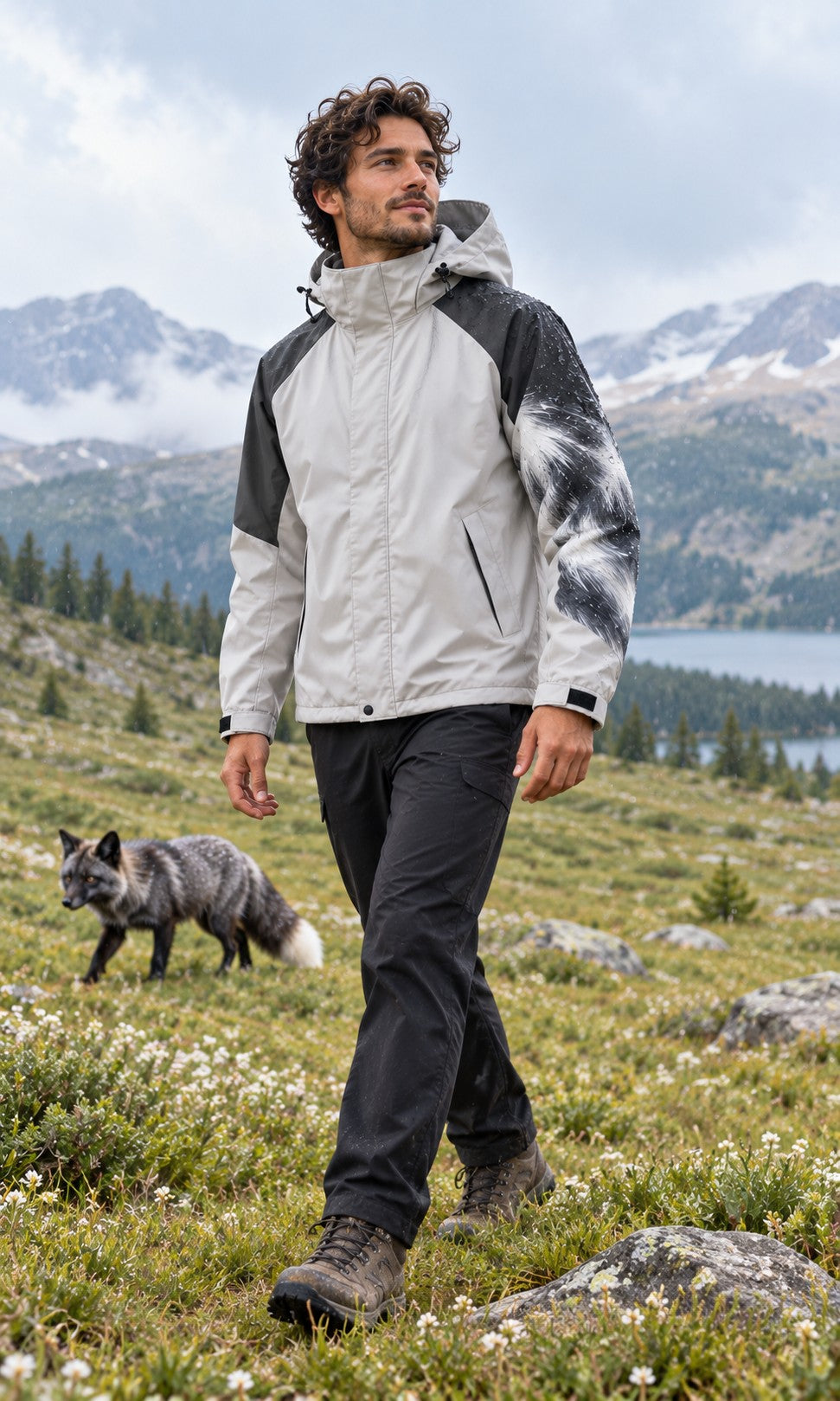 Storm Shell — Fox, Silver Fox — worn outdoors