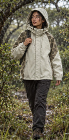 Storm Shell — Giraffe, Dusty Olive — worn outdoors
