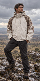 Storm Shell — Giraffe, Stone Taupe — worn outdoors