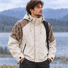 Storm Shell — Giraffe, Stone Taupe — worn outdoors