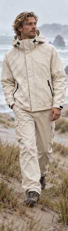 Storm Shell — Lion, Ivory Cream — worn outdoors
