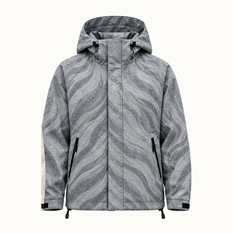 Storm Shell — Lion, Slate Gray — wet, print revealed