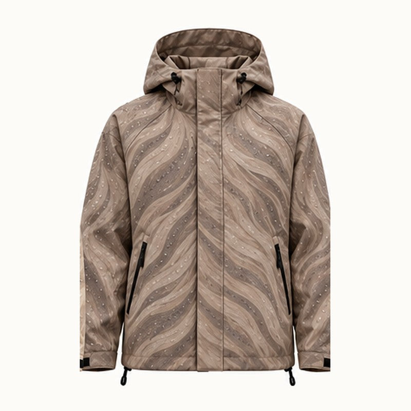 Storm Shell — Lion, Soft Taupe — wet, print revealed