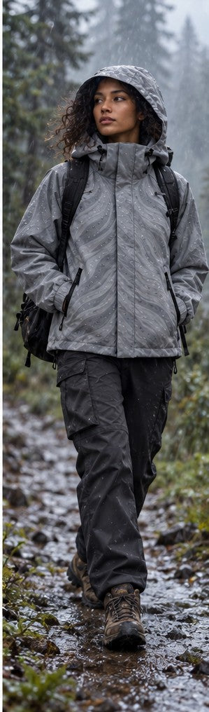 Storm Shell — Lion, Slate Gray — worn outdoors