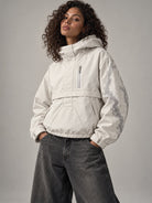 Storm Shell — Winter Anorak, Frost Ivory — worn outdoors