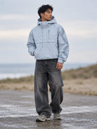 Storm Shell — Winter Anorak, Ice Blue — worn outdoors