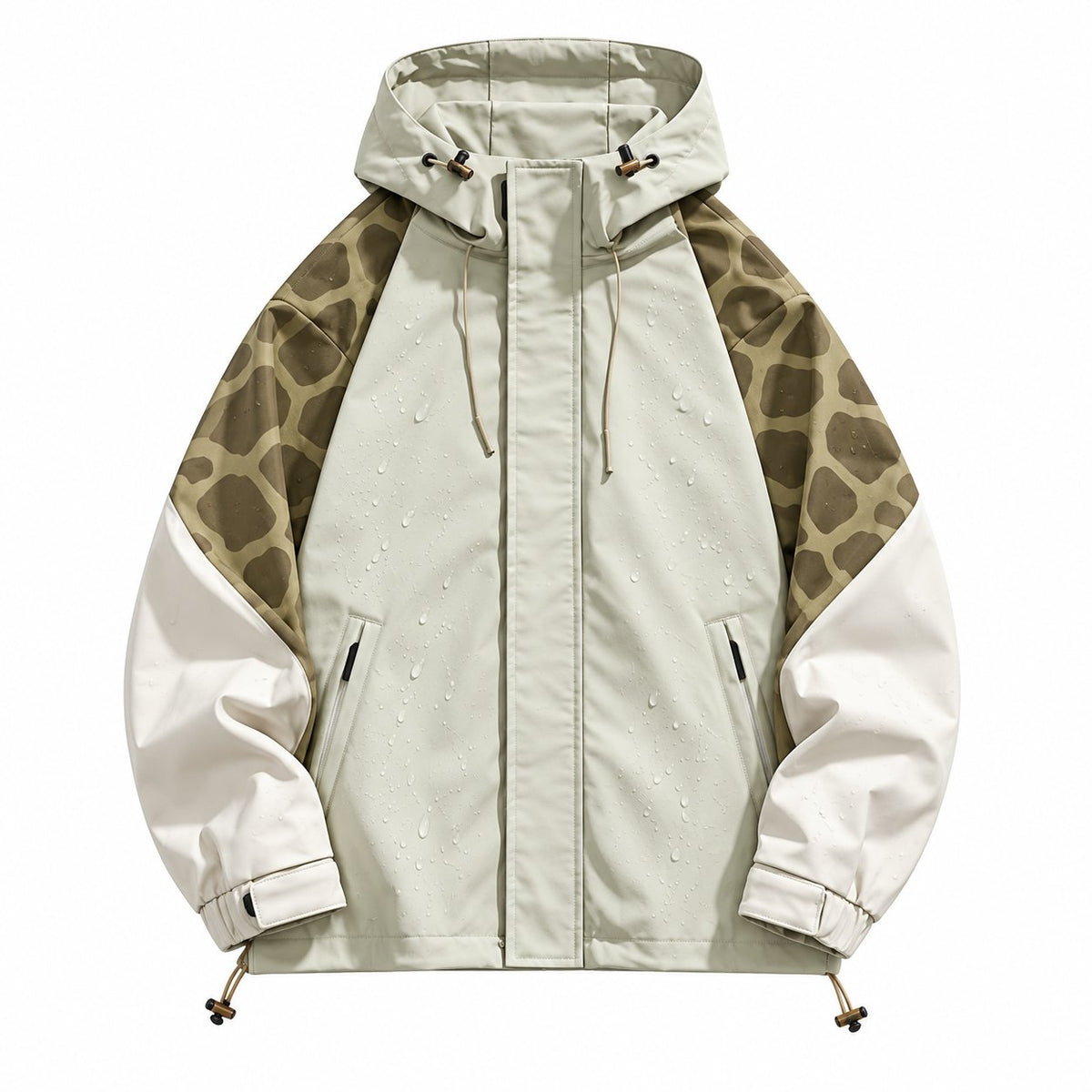 Storm Shell — Giraffe, Dusty Olive — wet, print revealed