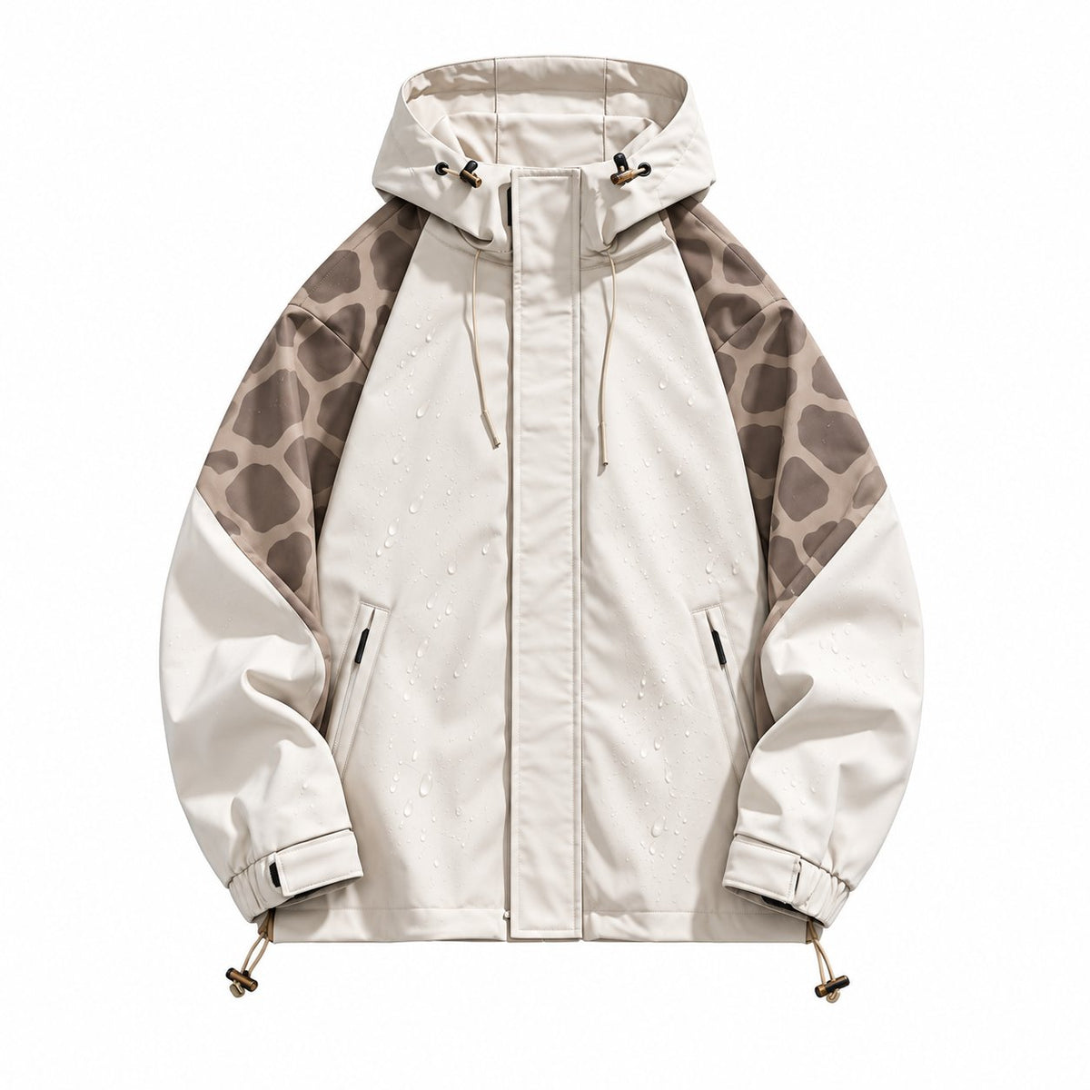 Storm Shell — Giraffe, Stone Taupe — wet, print revealed