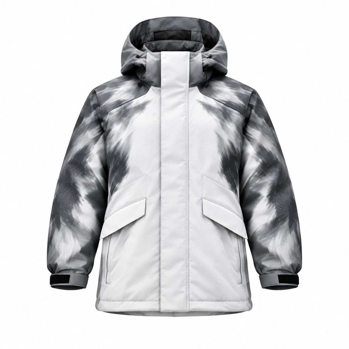 Storm Shell — Husky, Snow Silver — wet, print revealed