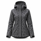 Storm Shell — Leopard, Charcoal — wet, print revealed