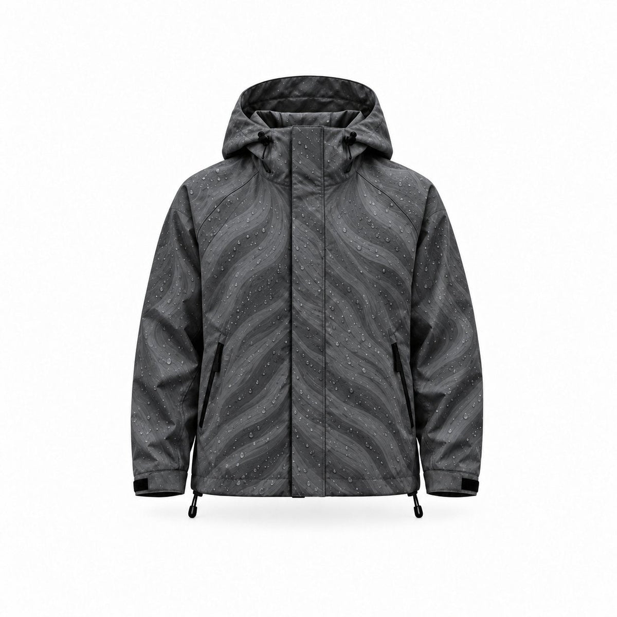 Storm Shell — Lion, Charcoal — wet, print revealed