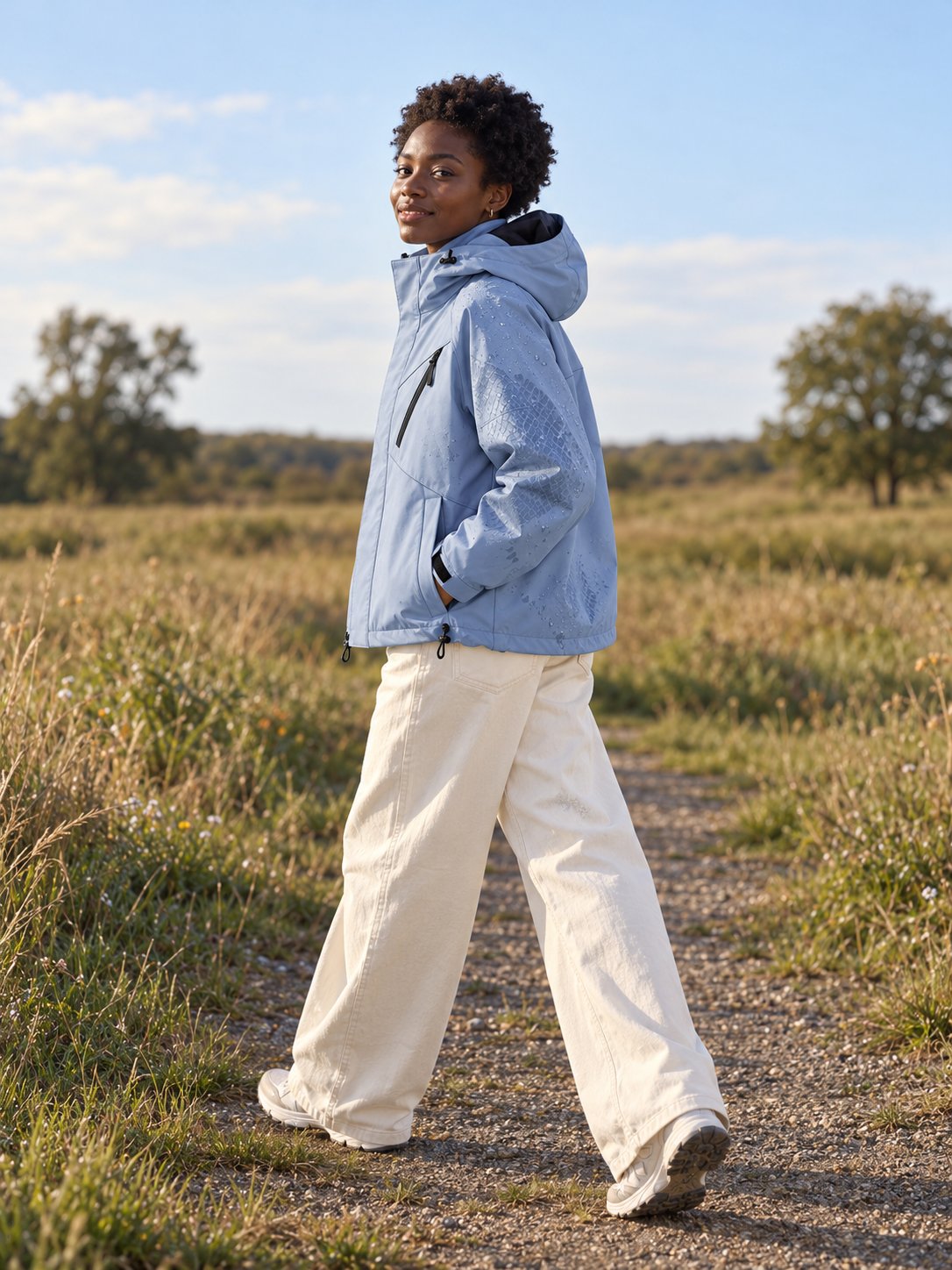 Storm Shell — Python 2, Powder Blue — worn outdoors