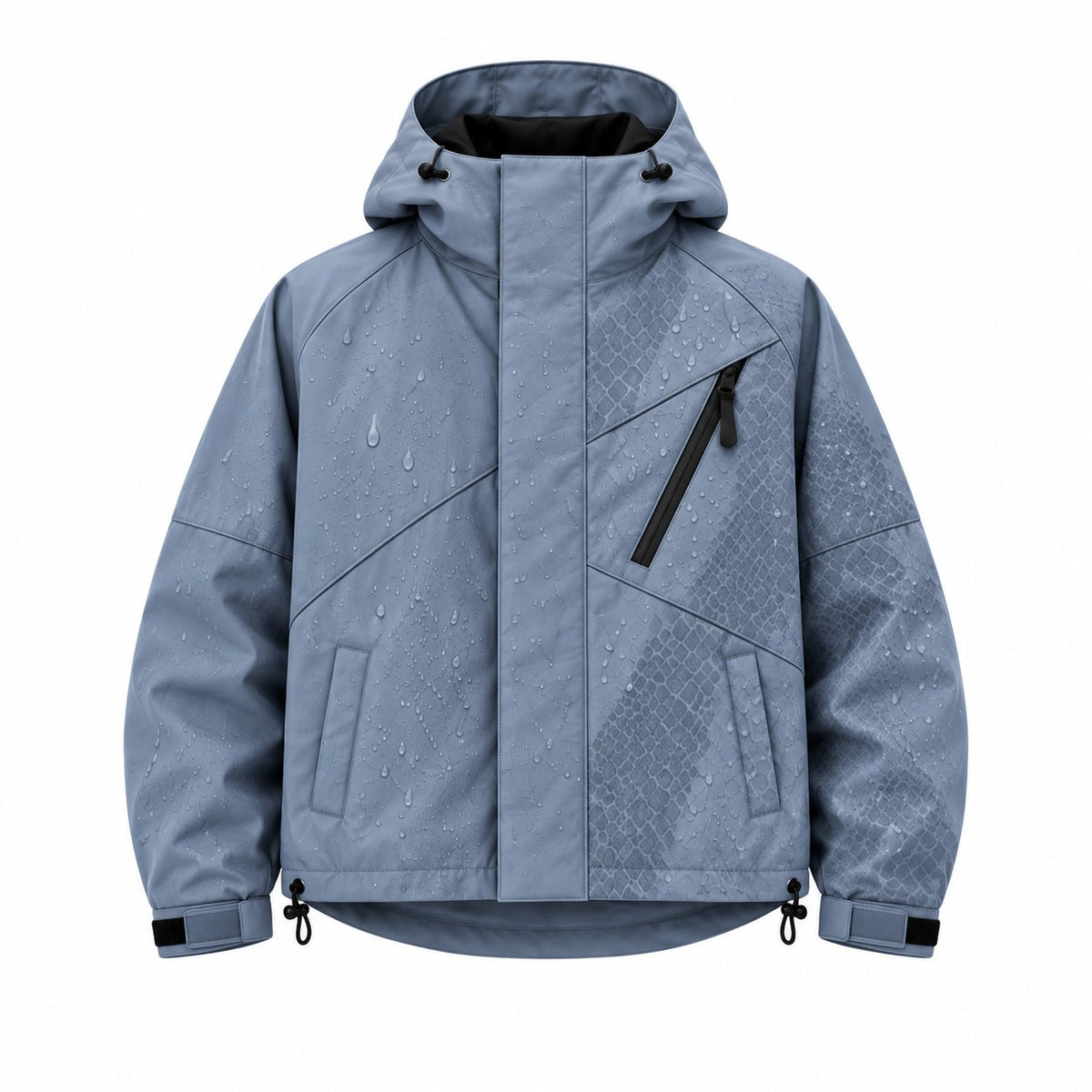 Storm Shell — Python, Powder Blue — wet, print revealed