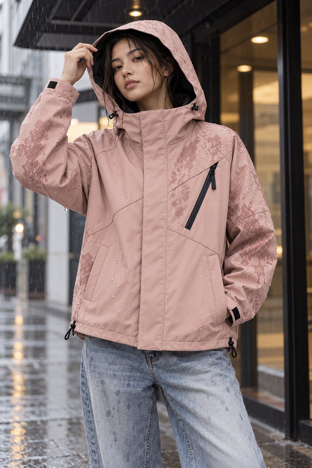 Storm Shell — Python 2, Soft Blush — worn outdoors