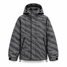 Storm Shell — Tiger, Charcoal — wet, print revealed