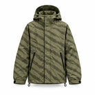 Storm Shell — Tiger, Olive — wet, print revealed