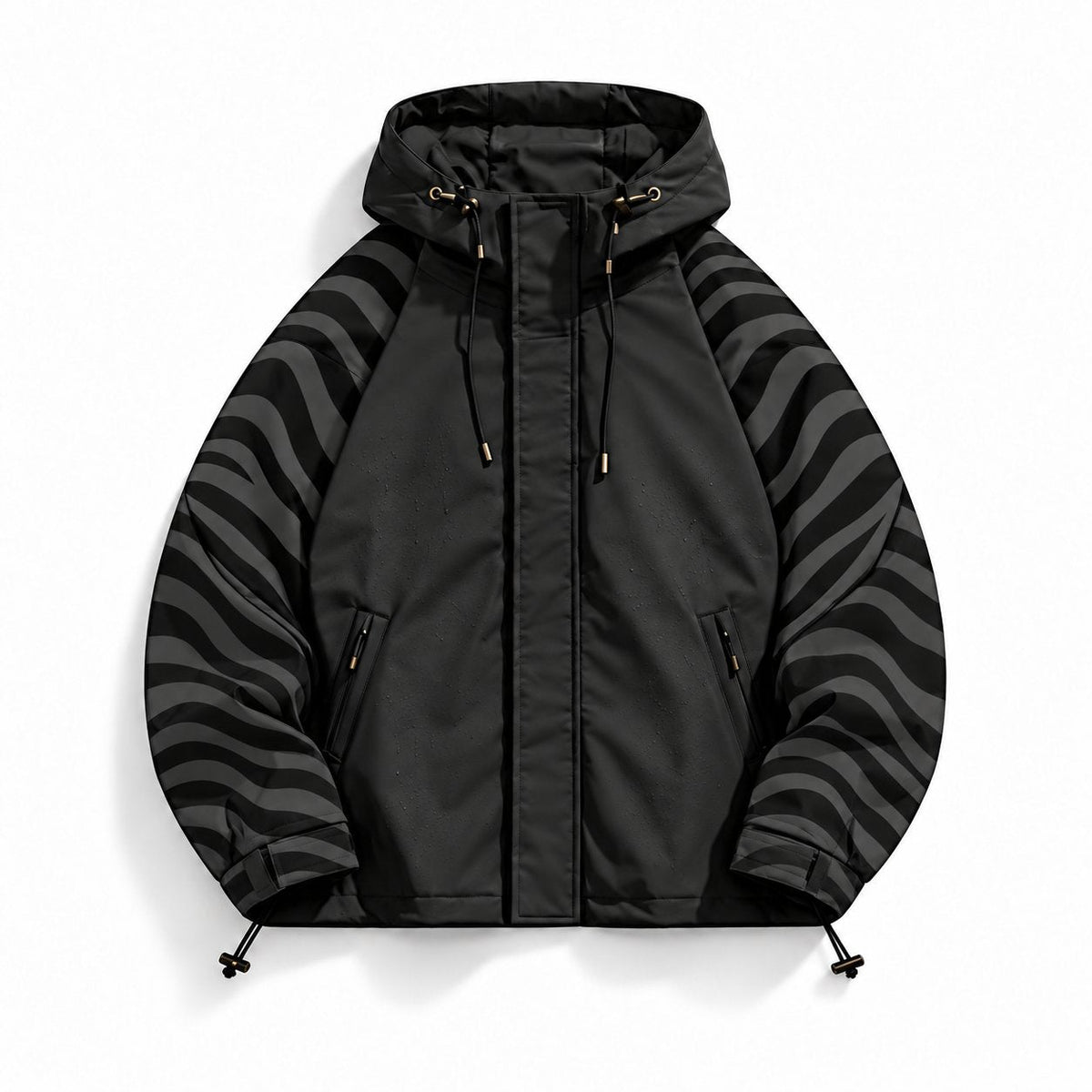Storm Shell — Zebra, Black — wet, print revealed