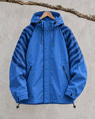 Storm Shell — Zebra, Blue — worn outdoors