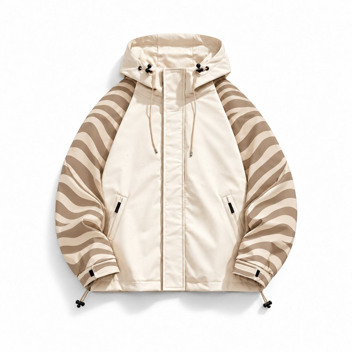 Storm Shell — Zebra, Ivory — wet, print revealed
