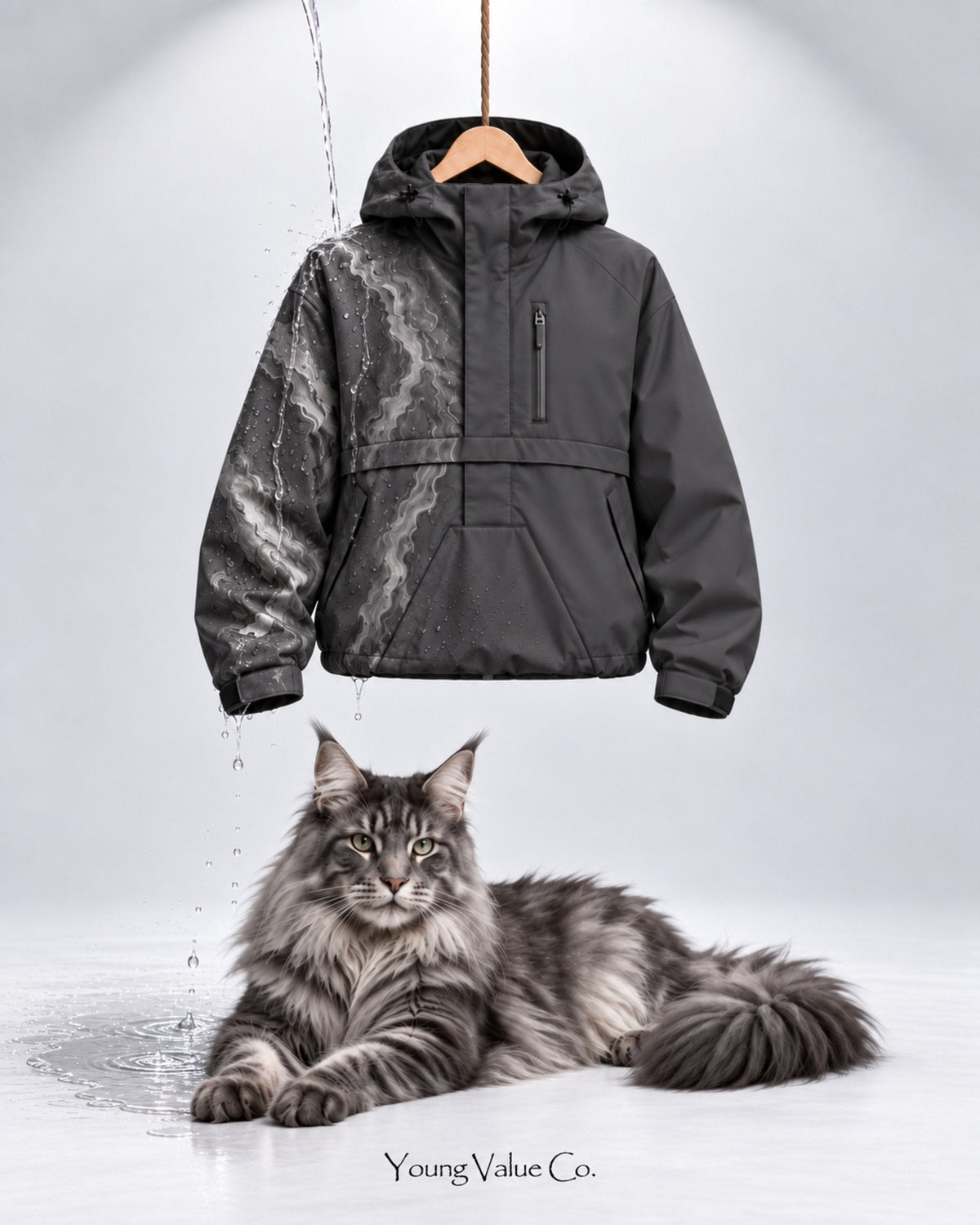 Storm Shell Anorak — Winter Charcoal — in water, with the anorak (post 64)