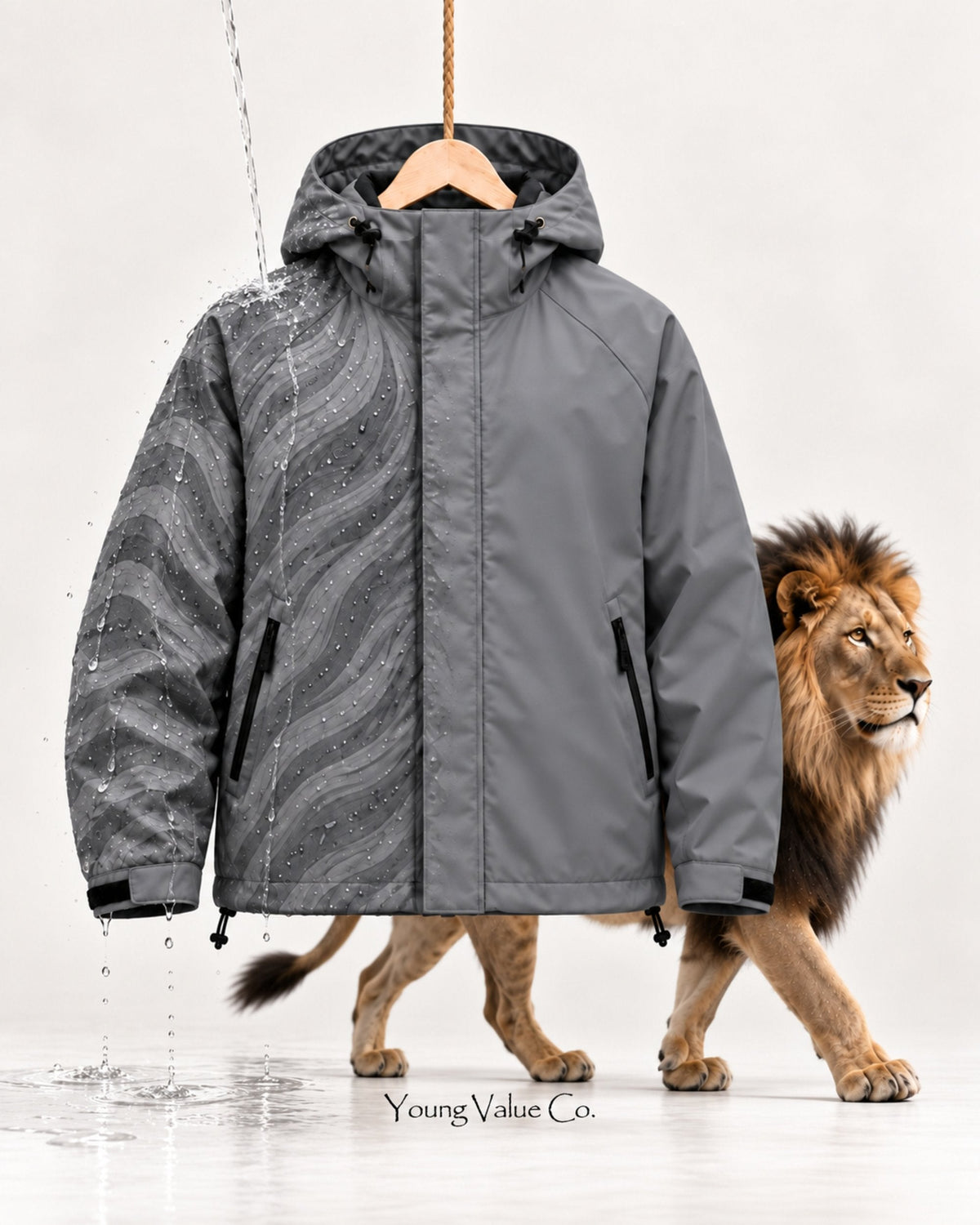 Storm Shell Lion — Slate Gray — in water, with the lion (post 72)