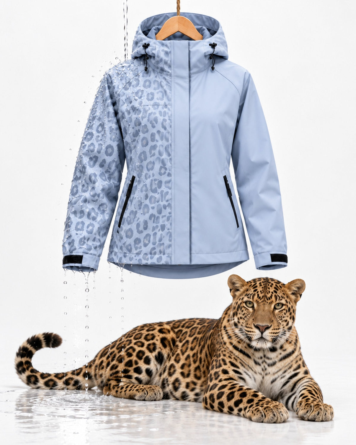 Storm Shell Leopard — Powder Blue — in water, with the leopard (post 79)