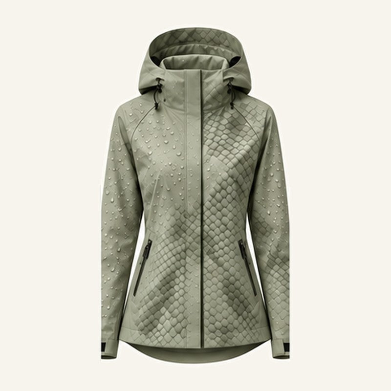 Storm Shell — Python, Dusty Sage — wet, print revealed