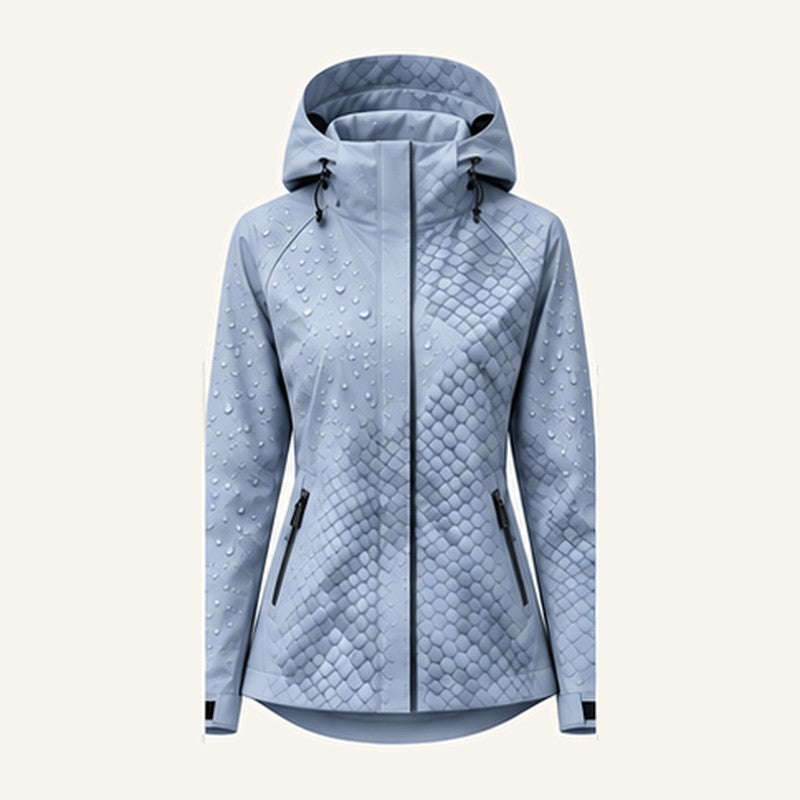 Storm Shell — Python, Powder Blue — wet, print revealed