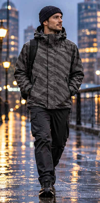 Storm Shell — Tiger, Charcoal — worn outdoors