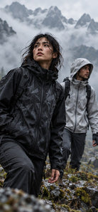 Storm Shell — Wolf, Charcoal Black — worn outdoors